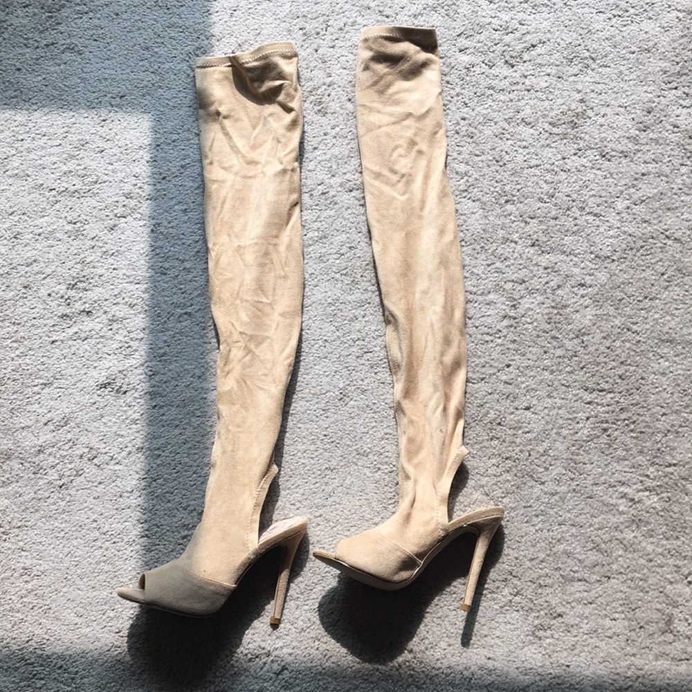 New Missguided Open Heel/Toe Over Knee Boots 37